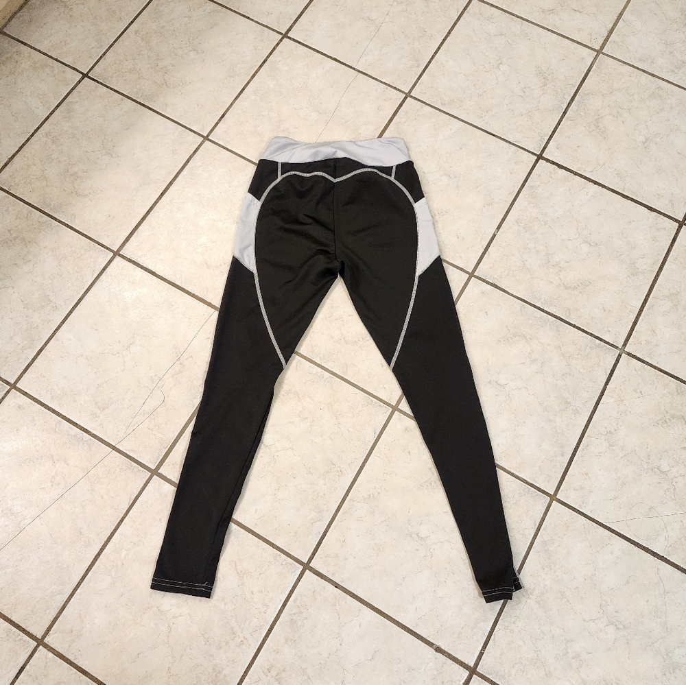 NWOT Heart Stitch Spandex Tights Yoga Pockets Workout Gym Striped Sweatpants